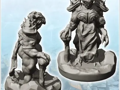 Evil lord in armor with shoulder protection and weapon 17 - Medi 3D print model