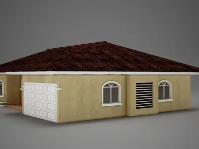 Red Latin Hacienda Modern Villa 3D model 3D model