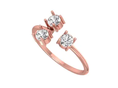 Three Stone Light Weight Band Ring 3D print model 9