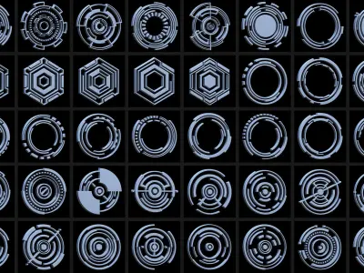 150 Sci-fi Hologram Base Mesh Pack 3D model