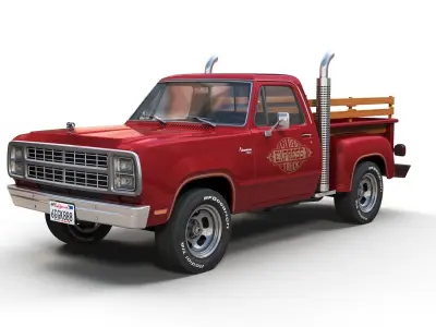 1979 Dodge Lil Red Express truck Low-poly 3D model