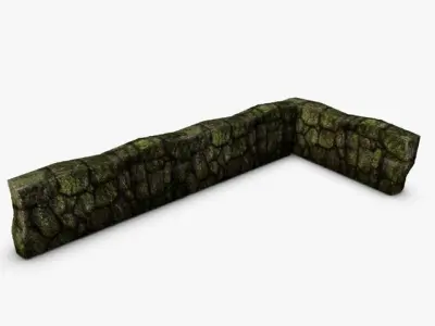 Mossy Rockwall Lowpoly 3D model