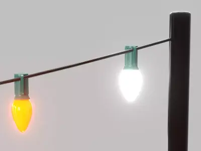 String Christmas Lights PBR 3D model