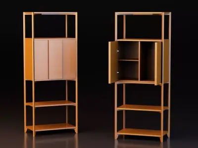 Wooden Bar Cabinet Free low-poly 3D model purchase