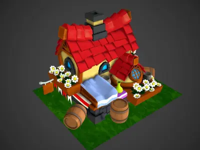 Toon build Low-poly 3D model