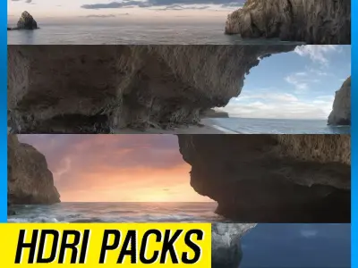 HDRI 21pcs 12k Coastal Cave with ocean Low-poly 3D model