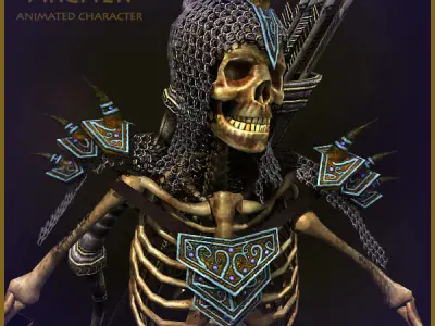 Skeleton Archer Light Version Low-poly 3D model