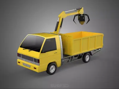 TRUCK HYDRAULIC CRANE GRAPPLE ARM SKIP BIN WASTE RECYCLE PICK UP 3D model