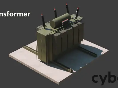 Electrical substation Low-poly 3D model