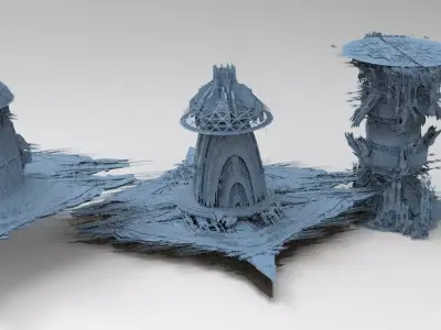 Sci Fi Locust hive centre 3 versions  3D model