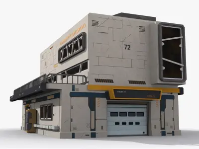 Factory Industrial Sci Fi x21 Low-poly 3D model