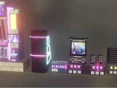 Cyberpunk city Low-poly 3D model