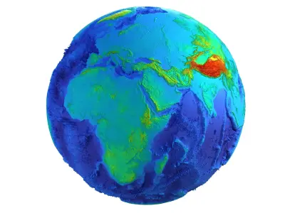 Earth Height Shaded Globe Low-poly 3D model