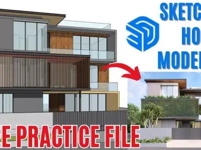 Exercise File for Model a House Modeling in Sketchup 2024 Free 3D model
