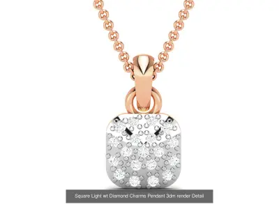 9 Light wt Diamond Charms Pendant 3dm render Detail  3D Model Pack