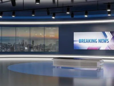 Virtual TV News Studio 3D model