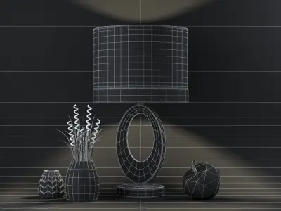 Gold Home Decor Set 3D model