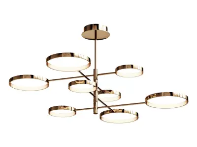 Hanging chandelier Run in gold color 3D model