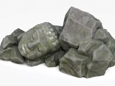 Rock Buddha 1006 - Grey Jagged Stone Low-poly 3D model