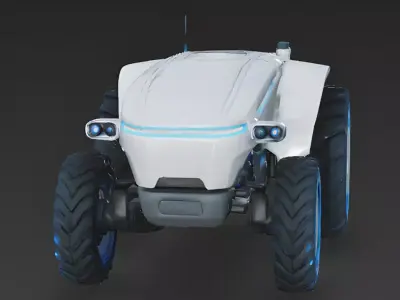 Futuristic Autonomous Electric Tractor 3D Model Low-poly 3D model