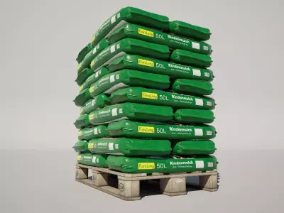  Bark Mulch Bag Pallet Low-poly 3D model