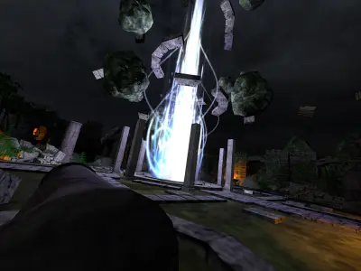 The Ruin entrance to cave with light Low-poly 3D model