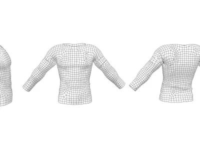 Mens Long Sleeves Stretch Top Low-poly 3D model