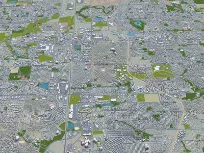 Thornton Colorado USA 30km Low-poly 3D model