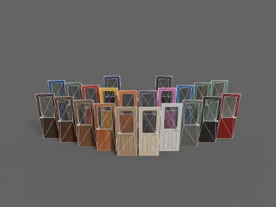 PBR Wood Door C1 Low-poly 3D model