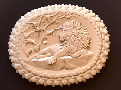 Relief lion 3D print model