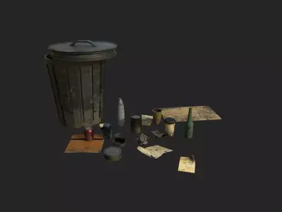 Garbage and Trash Low-poly 3D model
