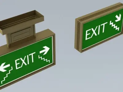 Building Emergency Exit Signs Low-poly 3D model