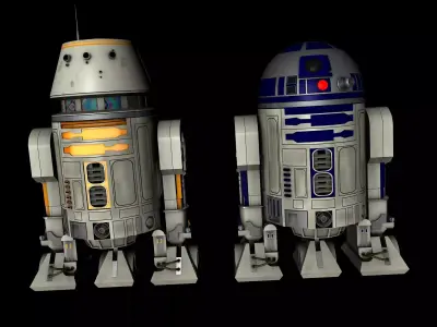 R2D2 and R5D4 Droids Star Wars 3D model