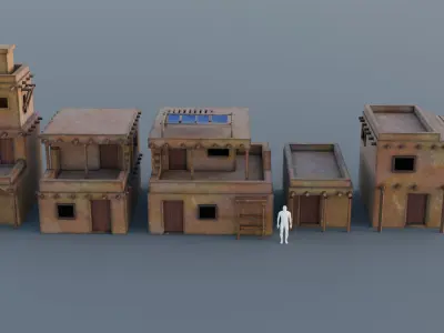 Destert town Set Low-poly 3D model