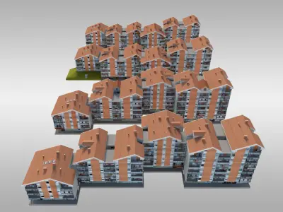 Suburban Condos 4 Low-poly 3D model