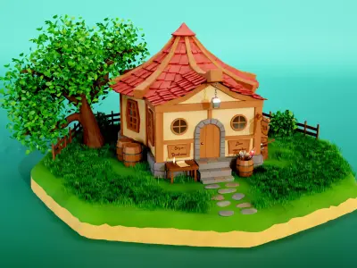 Fantasy Tavern Low-poly 3D model