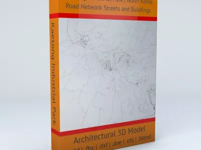 Kaesong Industrial Park Road Network Streets and Buildings 3D model