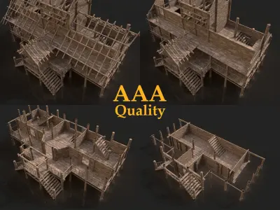 Next Gen AAA Top-down house set 3D Model Pack