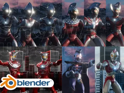 Showa Ultraman Stylized 3D Model Extream Pack 3D model