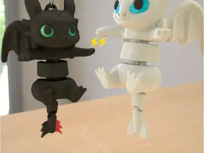 Toothless and light fury - Magentic Articulated 3D print model