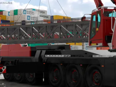  Mobile Telescopic Crane Lifting Load Red Rigged 