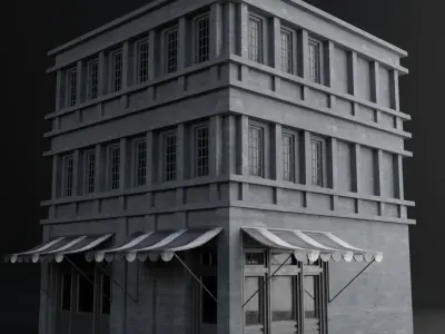 OLD RETRO CLASSICAL BUILDING 8 Low-poly 3D model