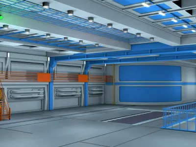 Sci Fi Interior Industrial Scene 3D model