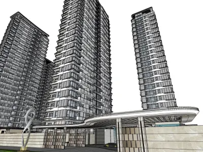 SHOPPING MALL ALONG WITH HOTEL BUILDING 3D model