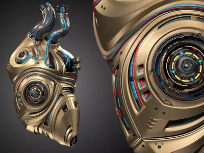 Sci-Fi Robot Heart 2b 3D model