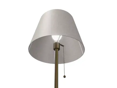 Classic Floor Lamp Brass Base with Fabric Shade 3D Model 3D model