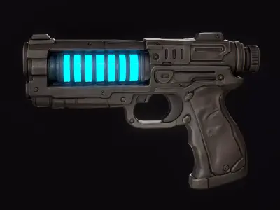 Sci-Fi Blaster Pistol Low-poly 3D model
