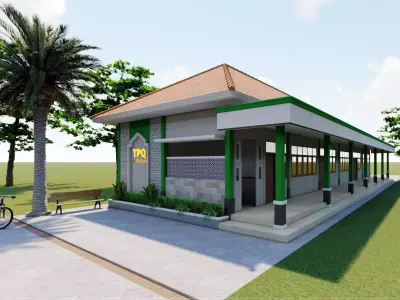 Islamic School Traditional Muslim Educational Building 3D Model Low-poly 3D model
