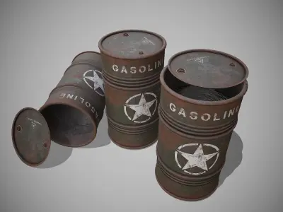 Barrels Military rusty Low-poly 3D model