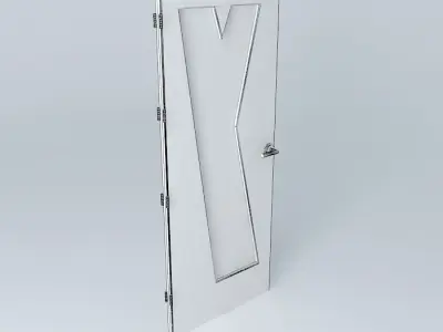 Letter Y 3D door very detail with glass lock and hinger Free 3D model